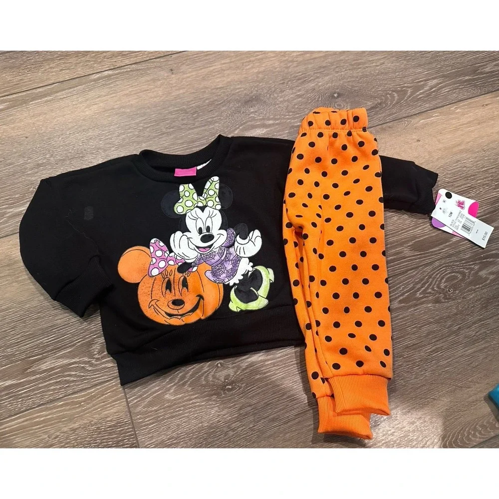 Disney NWT halloween Minnie‎ Mouse sweats outfit 12 months